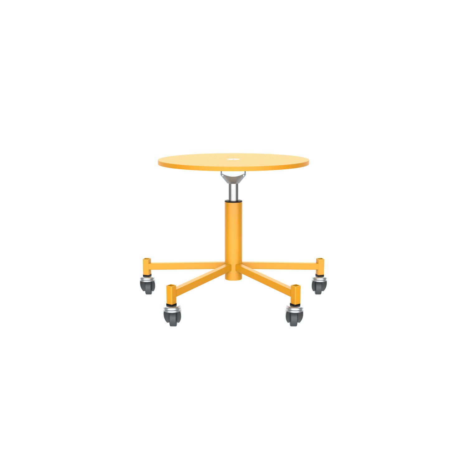 lensvelt piet hein eek mitw wooden stool with wheels signal yellow ral1003 signal yellow ral1003 with wheels