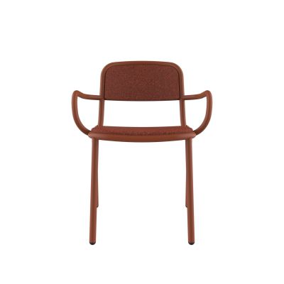 Lensvelt Stefan Scholten Loop Chair Upholsterd Stackable With Armrest Moss Clay Brown 65 (Price Level 1) Copper Brown (RAL8004) Hard Leg Ends