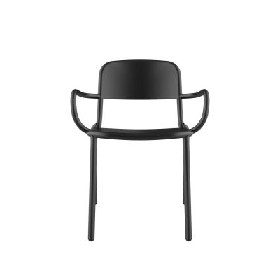 Lensvelt Studio Stefan Scholten Loop Chair Stackable With Armrests No Perforation Black (RAL9005)