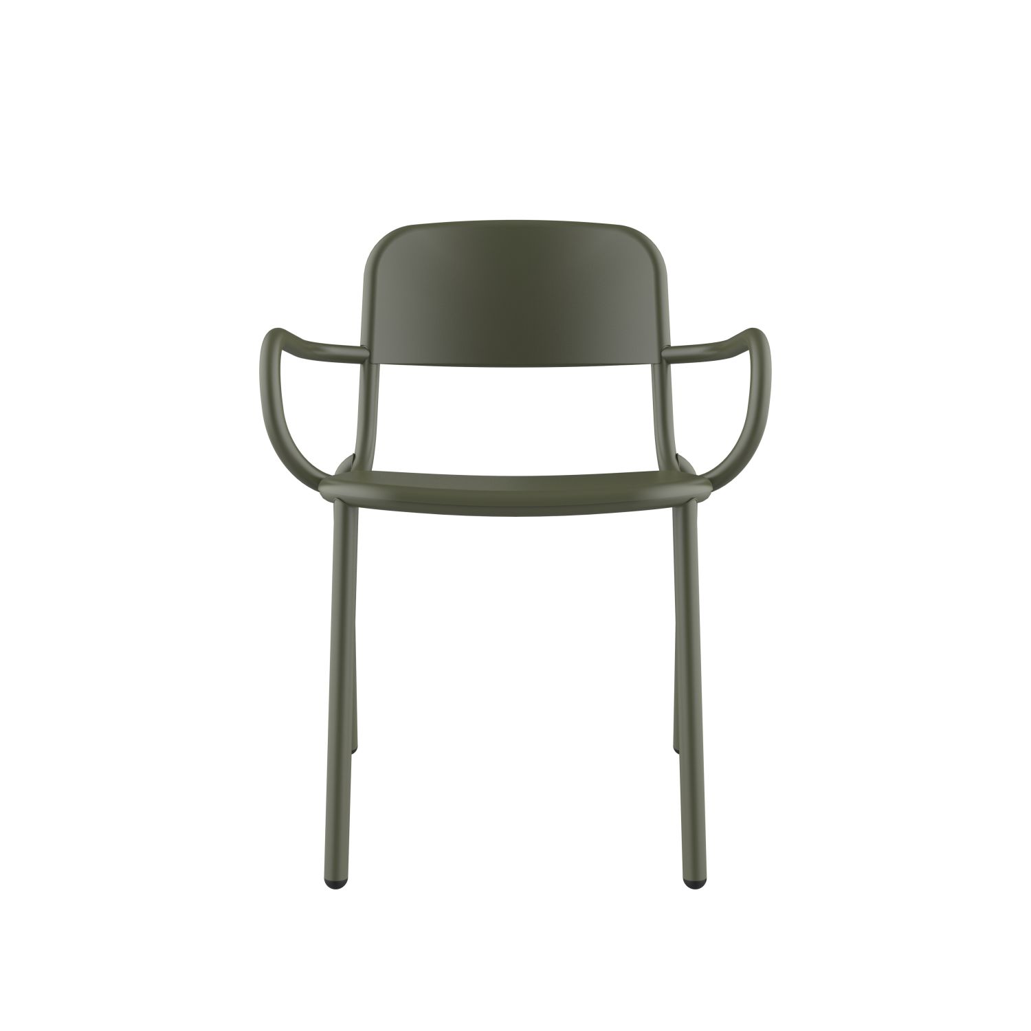 lensvelt studio stefan scholten loop chair stackable with armrests no perforation olive green ral6003