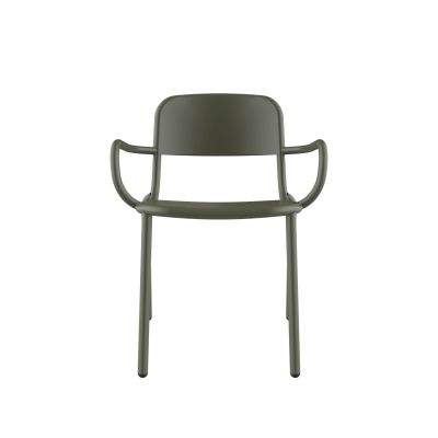 Lensvelt Studio Stefan Scholten Loop Chair Stackable With Armrests No Perforation Olive Green (RAL6003)