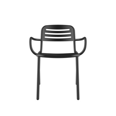 Lensvelt Studio Stefan Scholten Loop Chair Stackable With Armrests With Perforation Black (RAL9005)