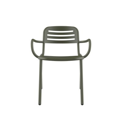 Lensvelt Studio Stefan Scholten Loop Chair Stackable With Armrests With Perforation Olive Green (RAL6003)