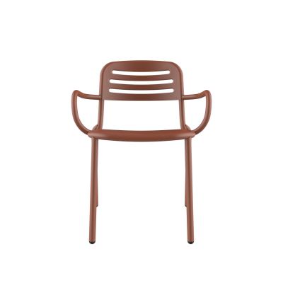 Lensvelt Studio Stefan Scholten Loop Chair Stackable With Armrests With Perforation Copper Brown (RAL8004)