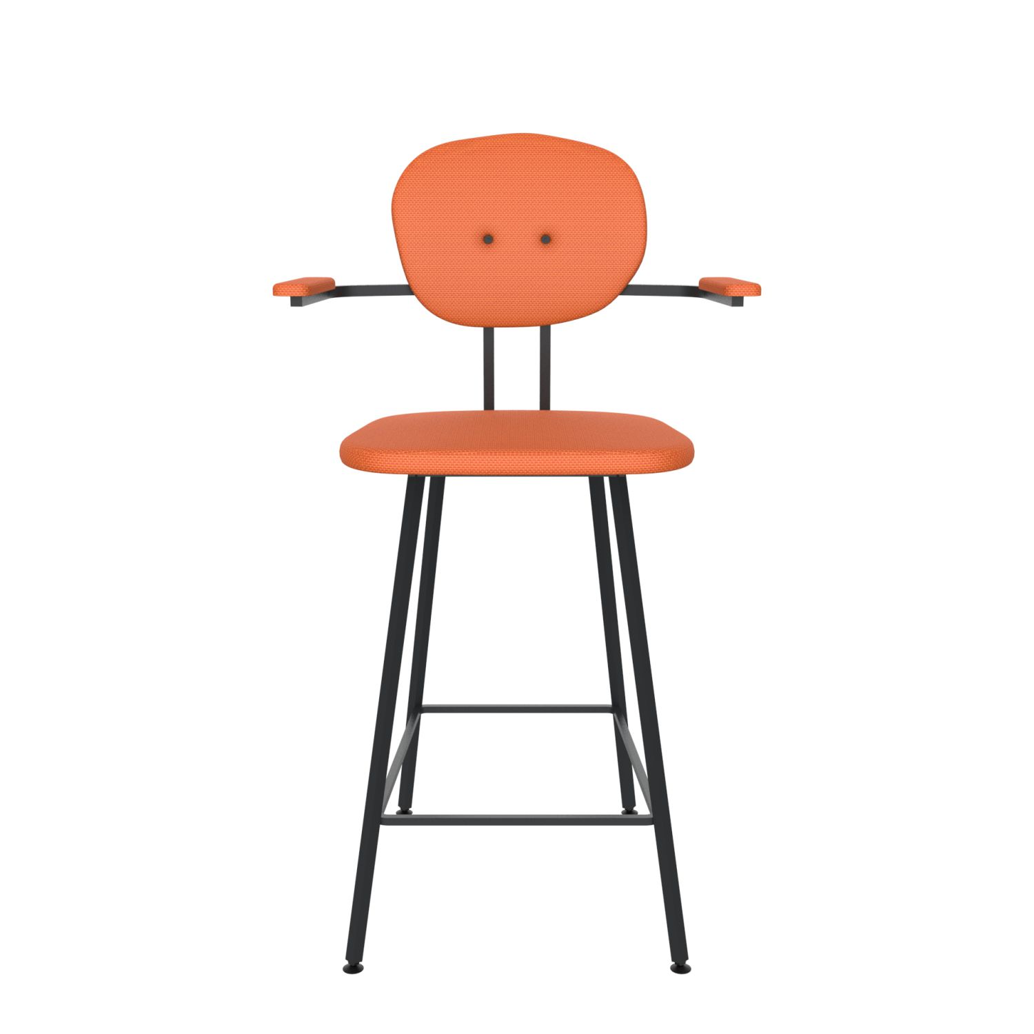 maarten baas barstool 65 cm with armrests backrest a burn orange 102 frame black
