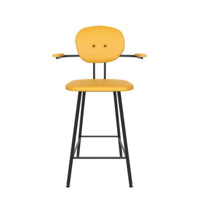Maarten Baas Barstool 65 cm With armrests Backrest A Lemon Yellow 051 Frame Black