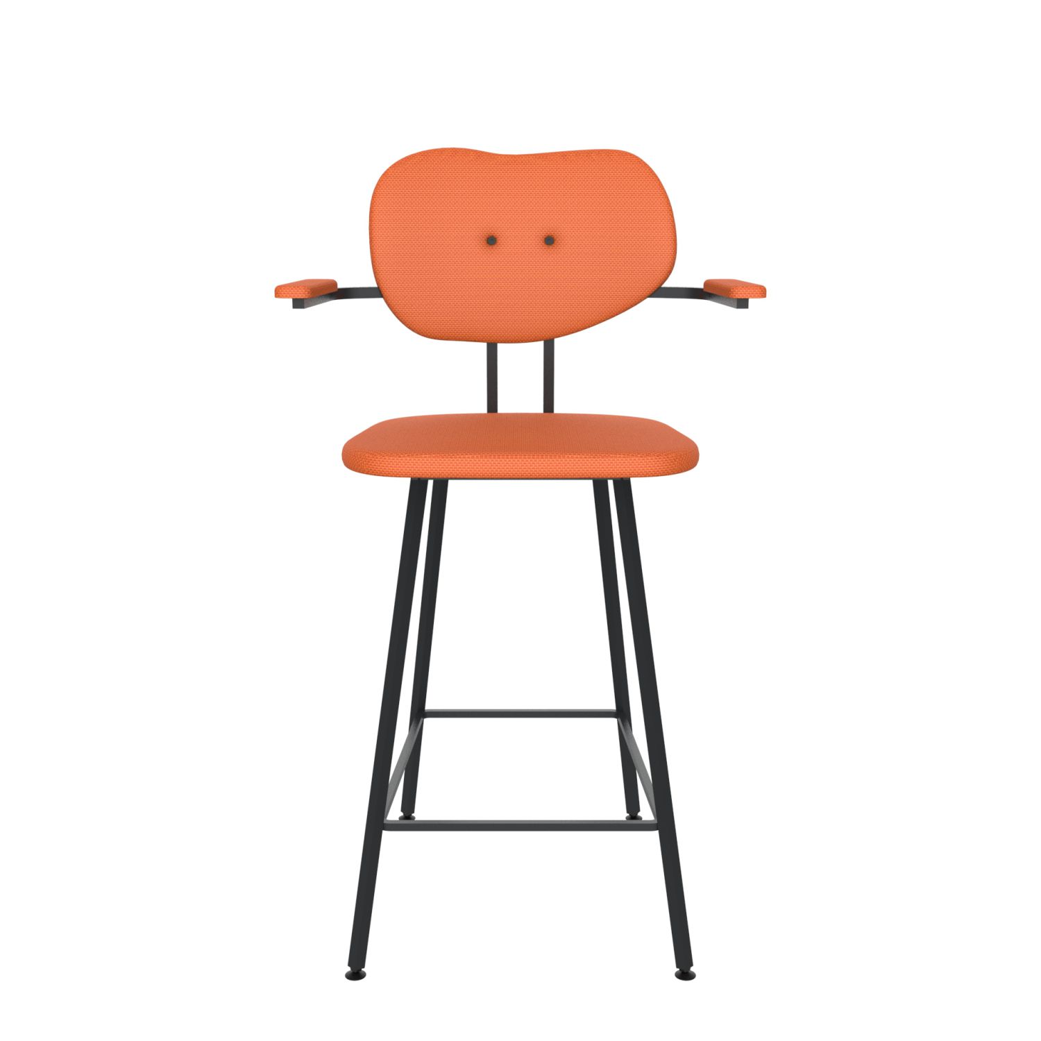 maarten baas barstool 65 cm with armrests backrest b burn orange 102 frame black