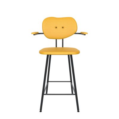 Maarten Baas Barstool 65 cm With armrests Backrest B Lemon Yellow 051 Frame Black