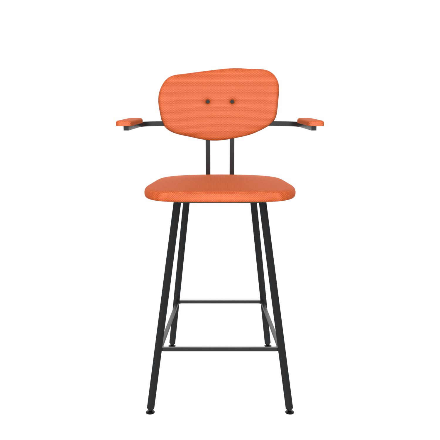 maarten baas barstool 65 cm with armrests backrest c burn orange 102 frame black