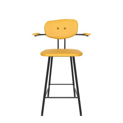Maarten Baas Barstool 65 cm With armrests Backrest C Lemon Yellow 051 Frame Black