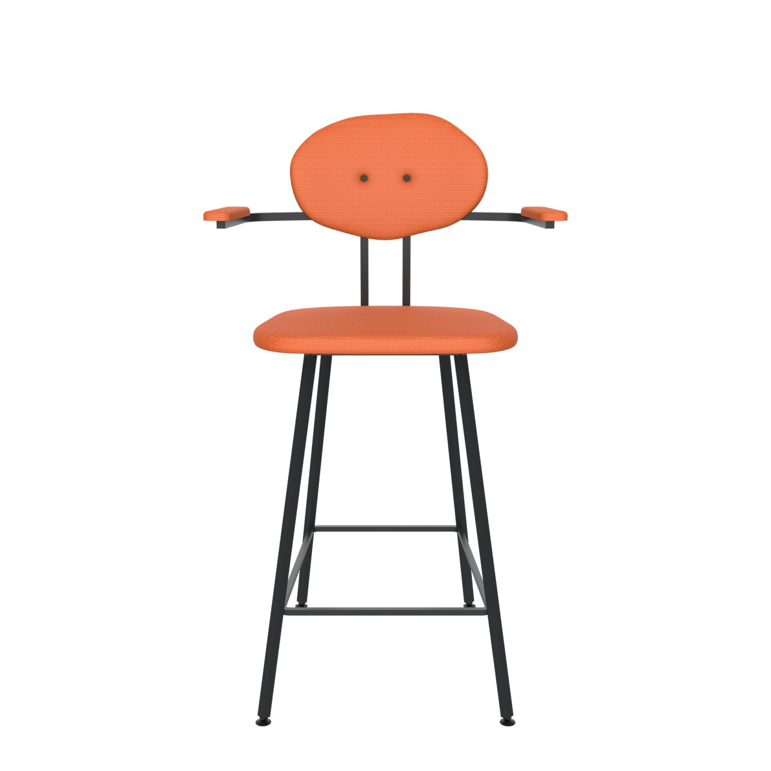 maarten baas barstool 65 cm with armrests backrest d burn orange 102 frame black