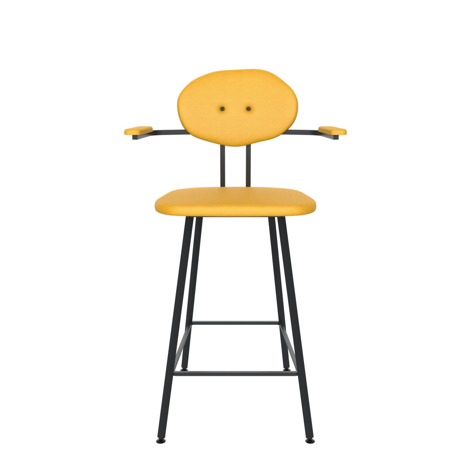 maarten baas barstool 65 cm with armrests backrest d lemon yellow 051 frame black