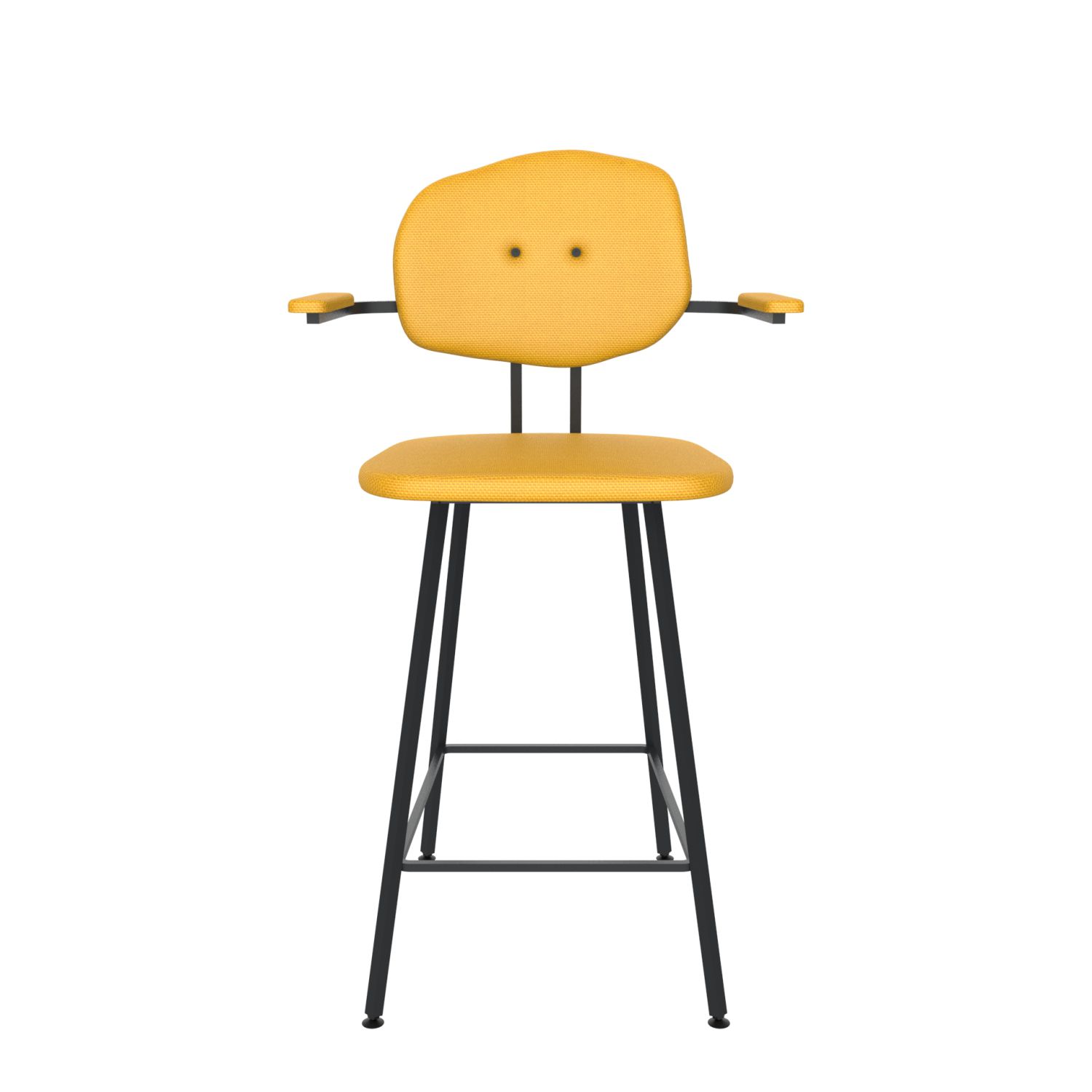 maarten baas barstool 65 cm with armrests backrest e lemon yellow 051 frame black
