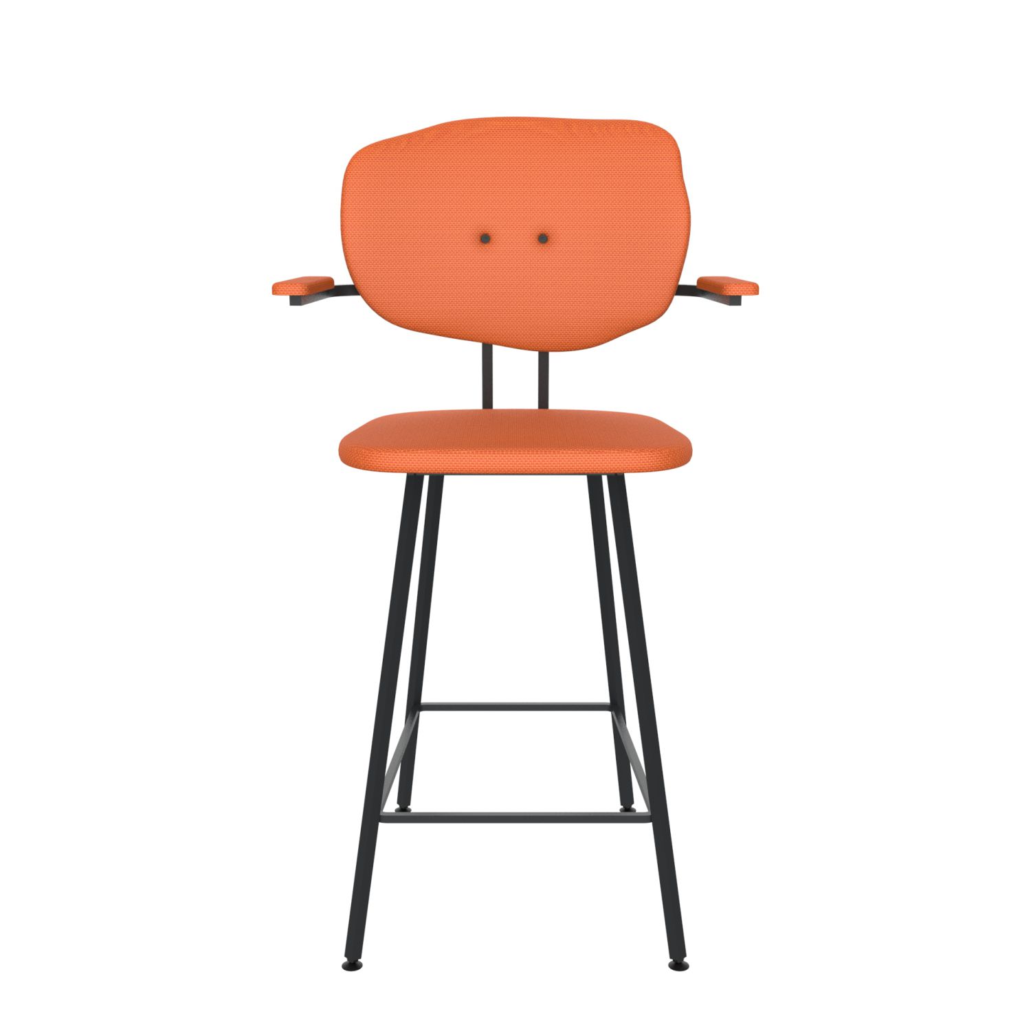 maarten baas barstool 65 cm with armrests backrest f burn orange 102 frame black