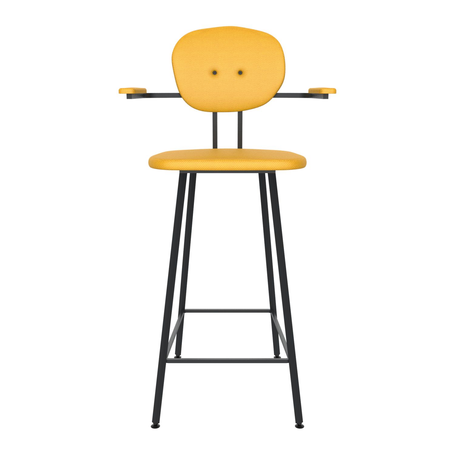 maarten baas barstool 75 cm with armrests backrest a lemon yellow 051 frame black