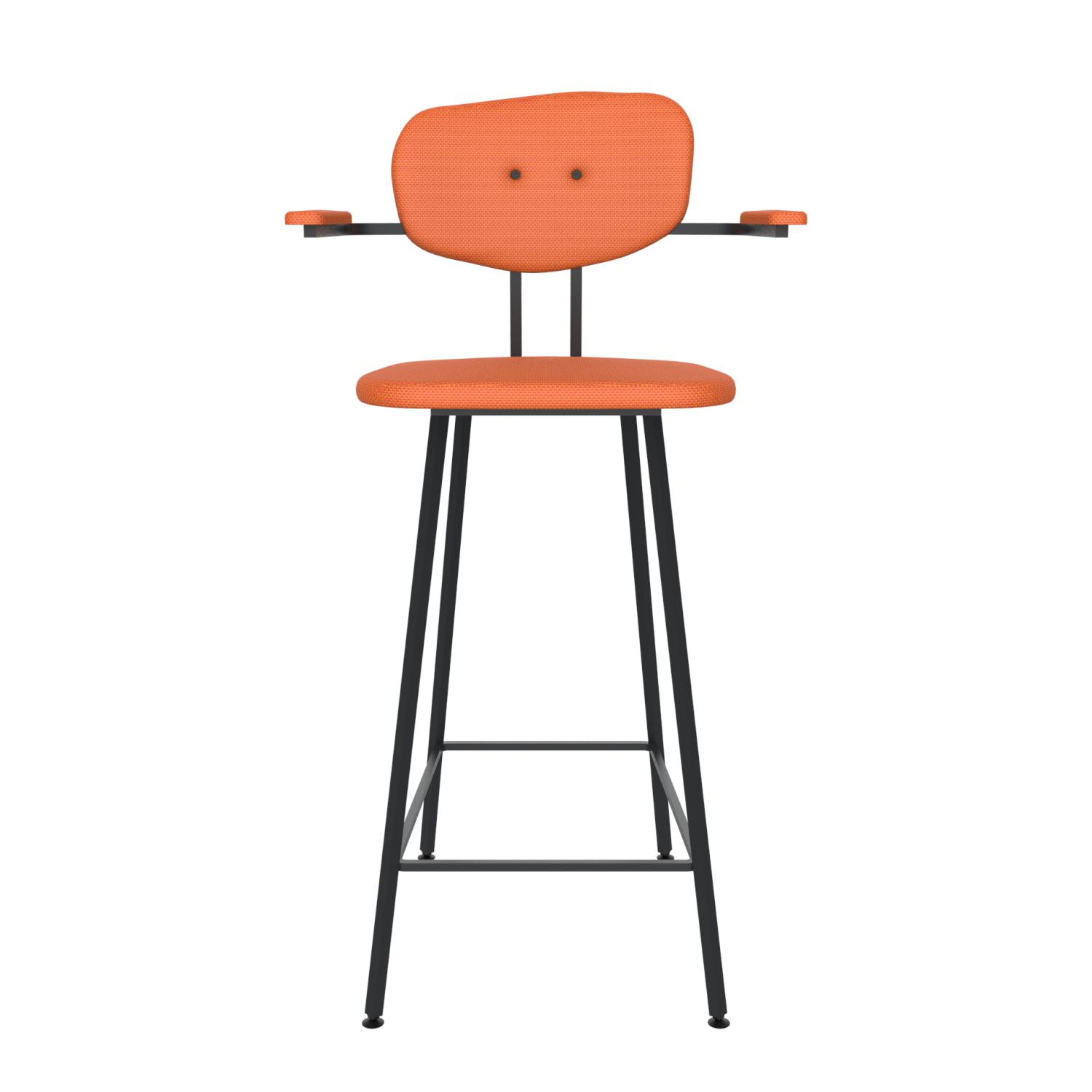 maarten baas barstool 75 cm with armrests backrest c burn orange 102 frame black