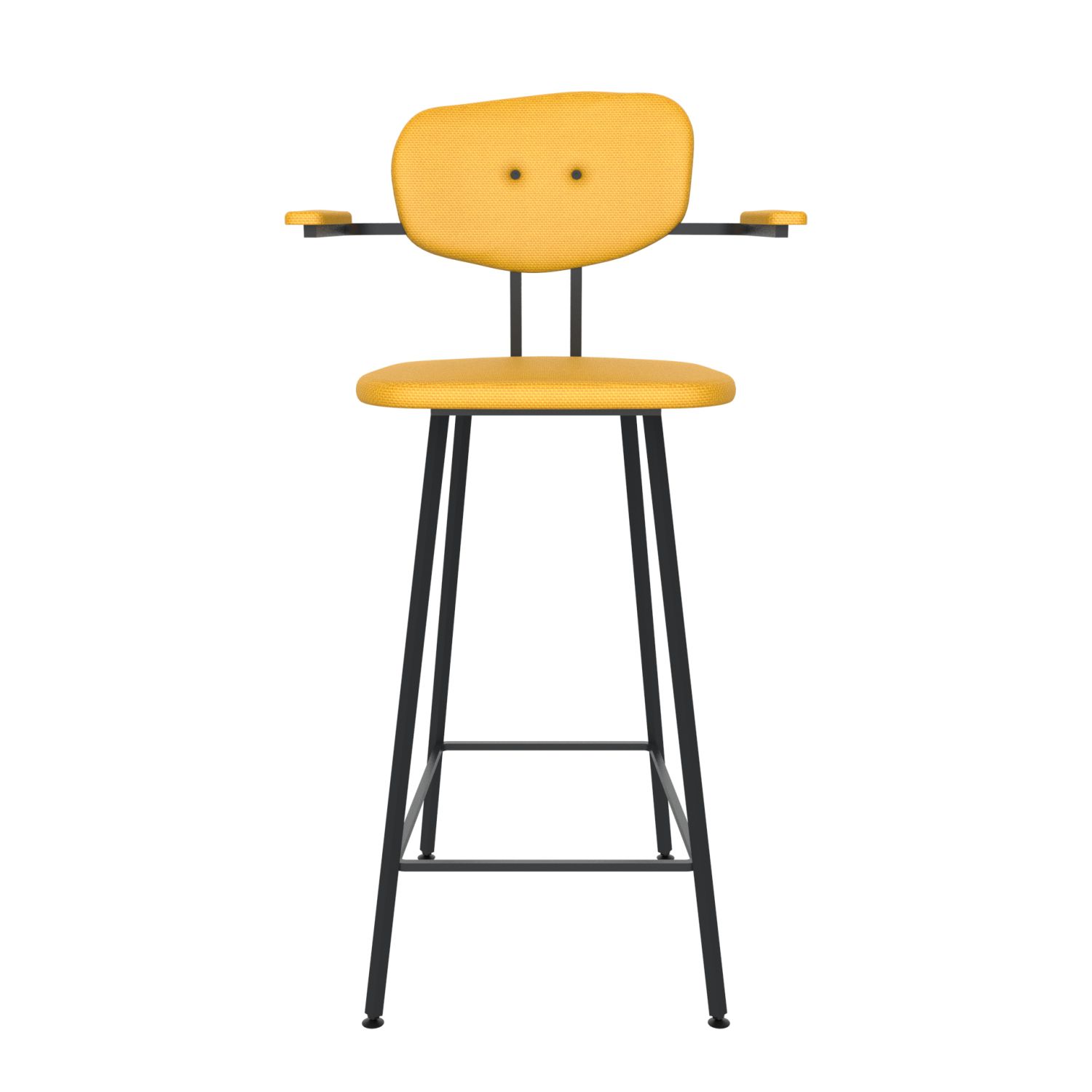 maarten baas barstool 75 cm with armrests backrest c lemon yellow 051 frame black