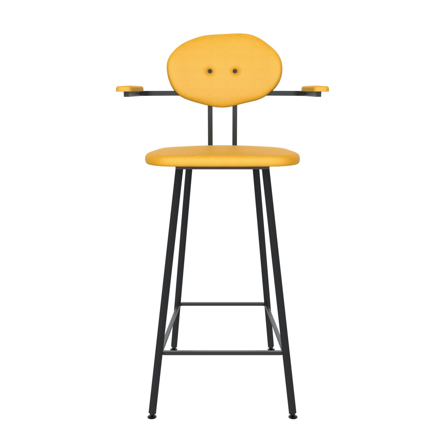 maarten baas barstool 75 cm with armrests backrest d lemon yellow 051 frame black