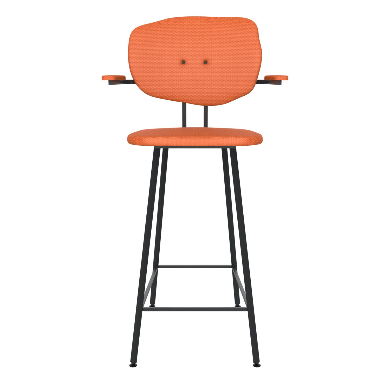 maarten baas barstool 75 cm with armrests backrest f burn orange 102 frame black