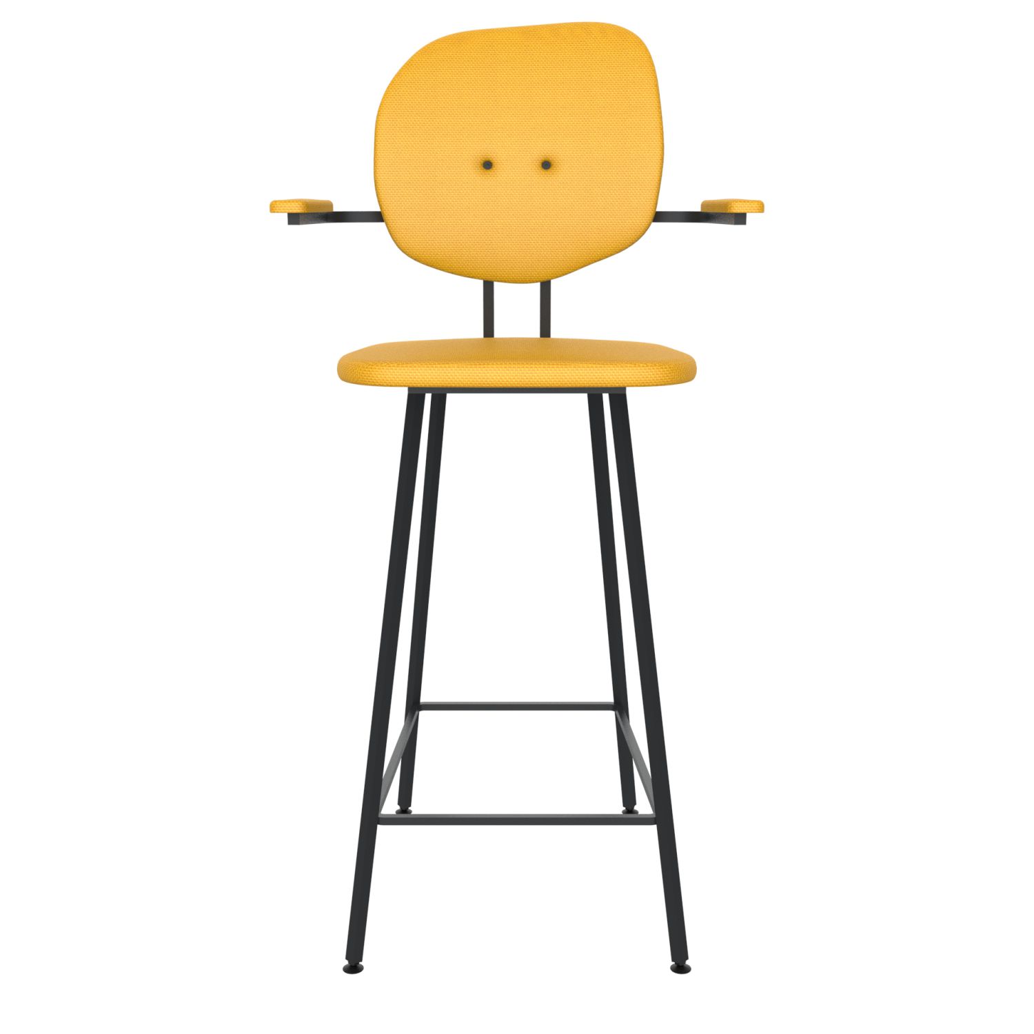 maarten baas barstool 75 cm with armrests backrest h lemon yellow 051 frame black