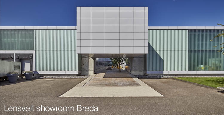 The entrance of the showroom and warehouse in Breda.