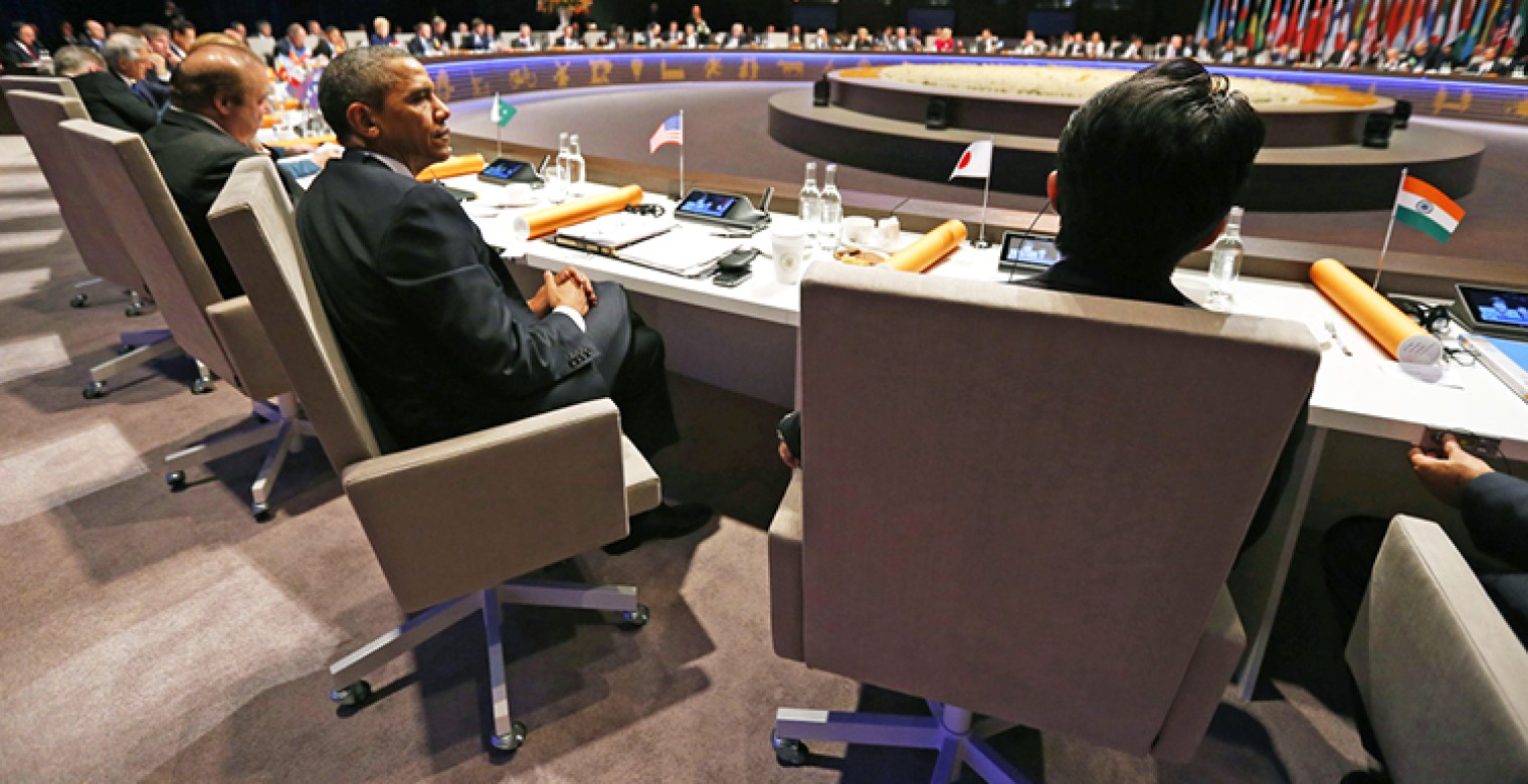 President Obama_ in the AVL Presidential Chair, Nuclear Security Summit, The Hague 2014